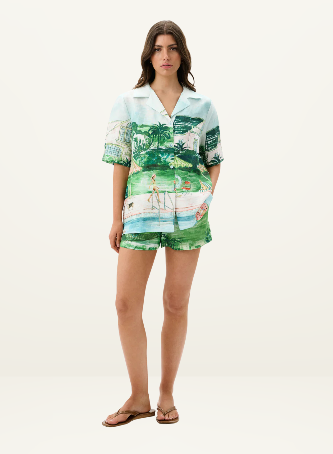 Printed Linen Poolside Shirt
