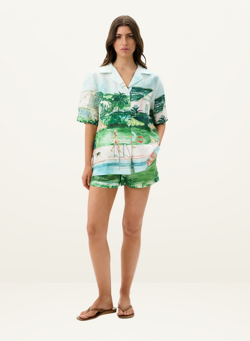 Printed Linen Poolside Shirt
