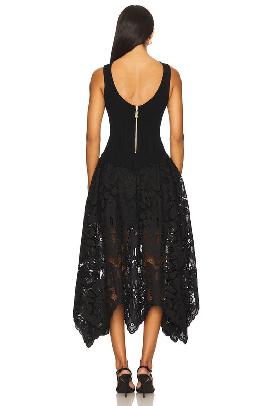 Black Lace Midi Dress