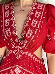 Red Embroidered Cut - Out Midi Dress