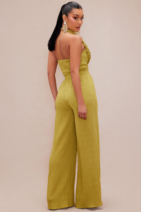 Braided Halter Neck Wide - Leg Jumpsuit