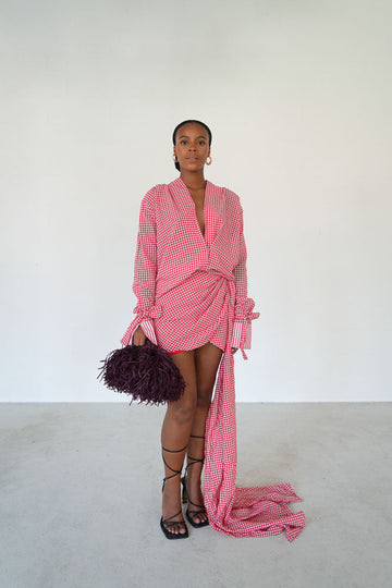 Pink Gingham Wrap - Style Mini Dress