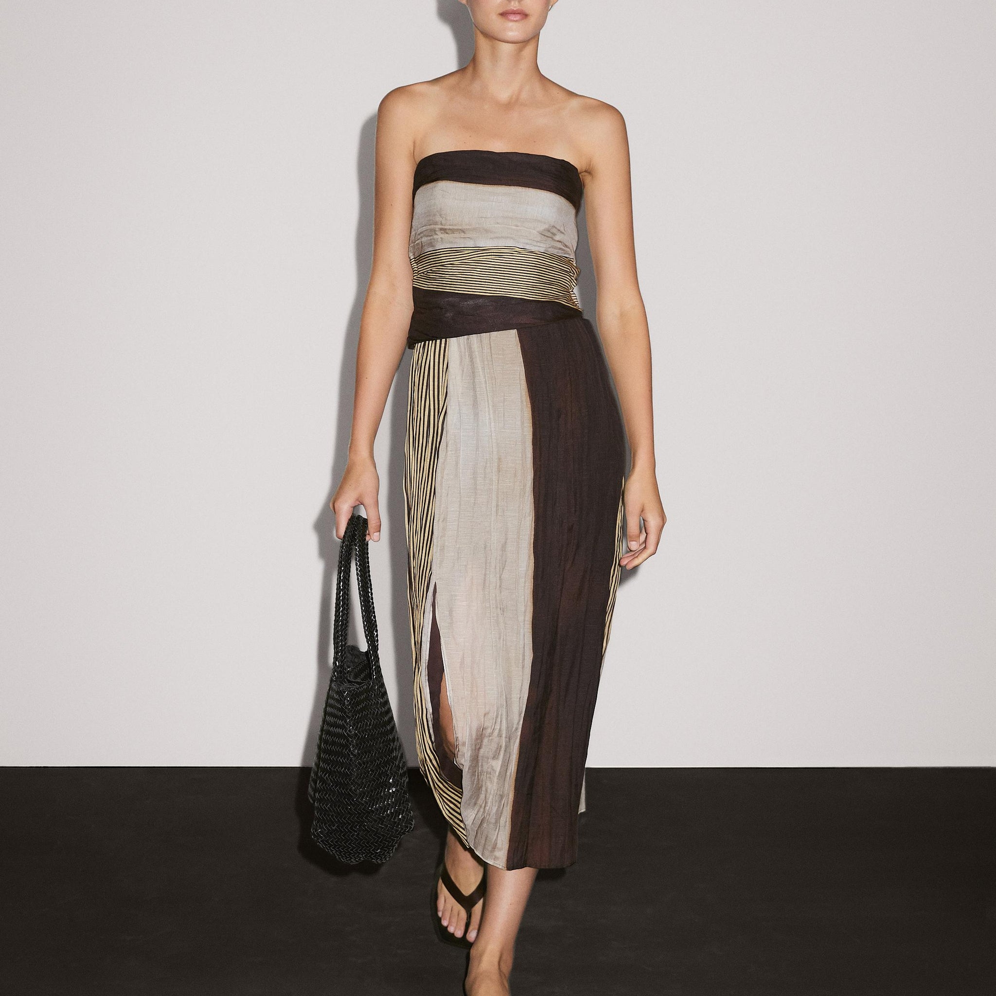 Color - Block Strapless Maxi Dress