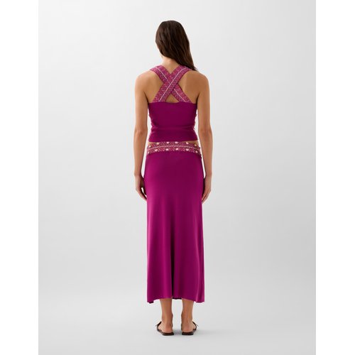 Violet Sleeveless Crop Top and Midi Skirt Set