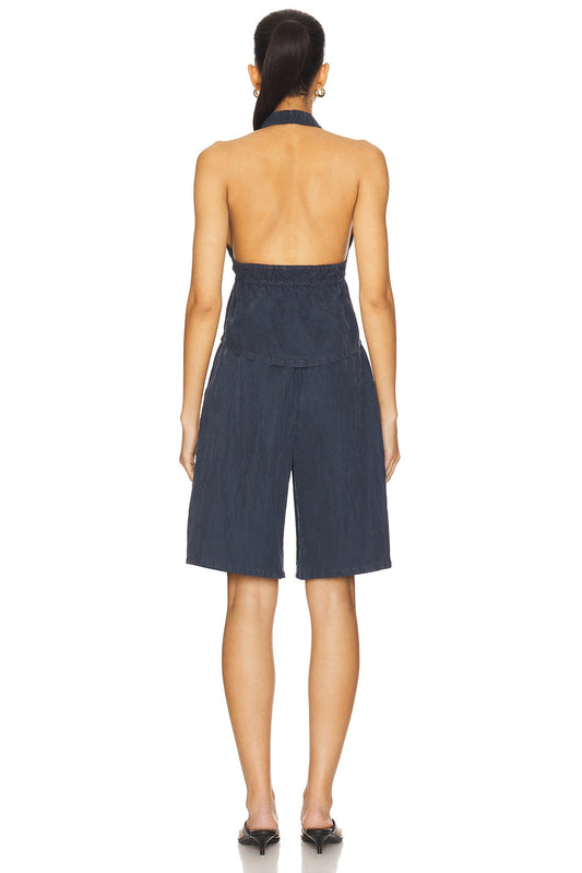 Navy Halter Neck Top and Shorts Set