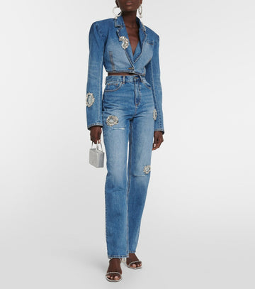 Embellished Denim Jacket and Jeans Set