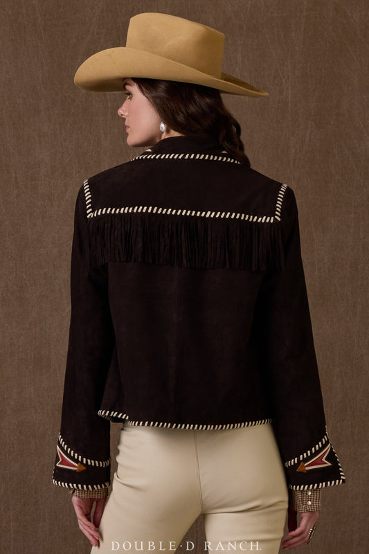 Brown Western - Style Embroidered Jacket