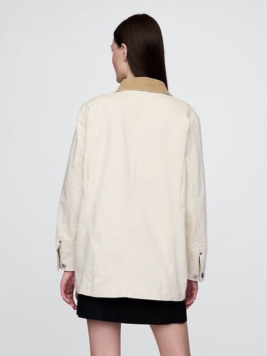 Canvas Jacket with Suede Collar