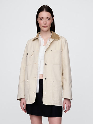 Canvas Jacket with Suede Collar