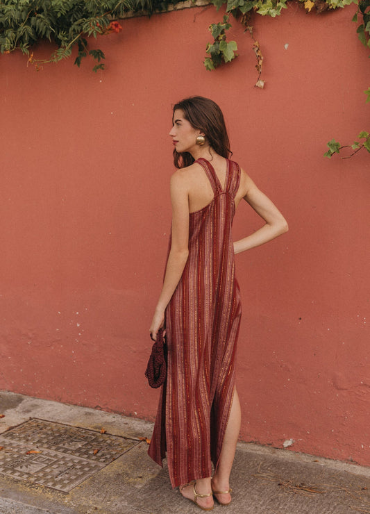 Striped Halter Maxi Dress