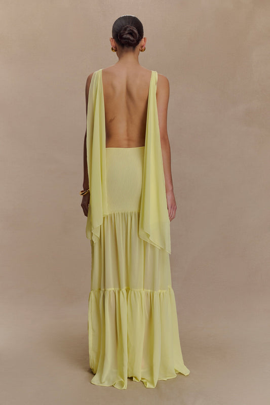 Lemon - Yellow Cutout Halter Maxi Dress