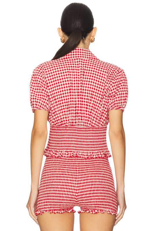 Red and White Gingham Checkered Co - ord Set