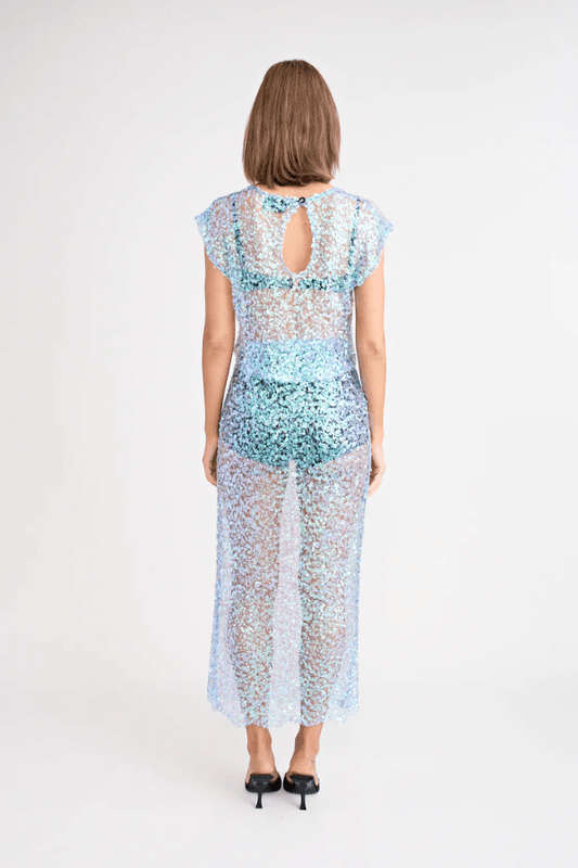 Blue Sequin Sheer Two - Piece Set