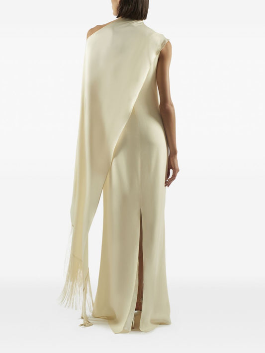 Off - White Asymmetric Satin Gown