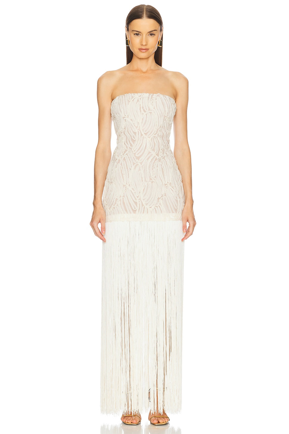 White Sheer Overlay Maxi Dress