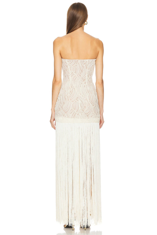 White Sheer Overlay Maxi Dress