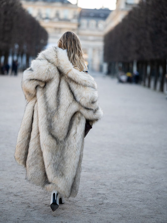 Beige Faux Fur Longline Coat
