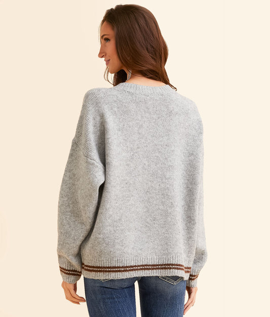 "See You, Cowboy" Graphic Gray Sweater