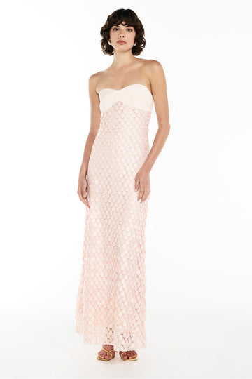 Blush Pink Strapless Sequin Maxi Dress