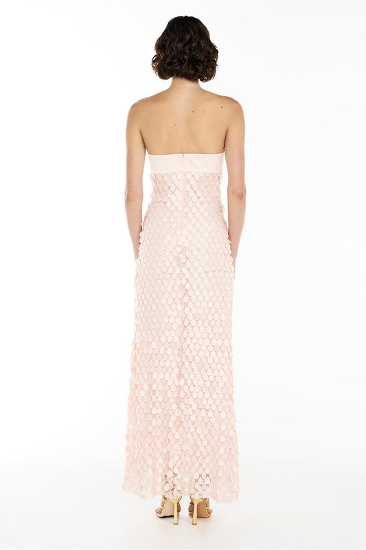 Blush Pink Strapless Sequin Maxi Dress