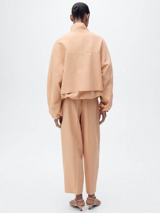 Beige Stand - Collar Oversized Jacket