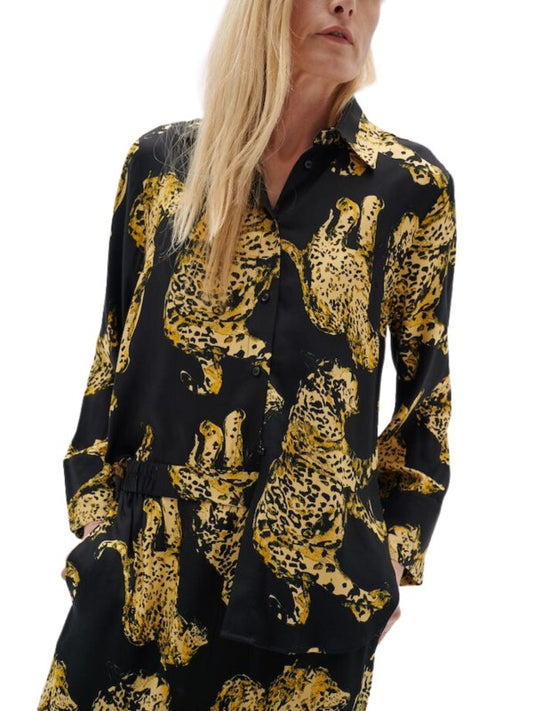 Black and Gold Leopard Print Pajama Set