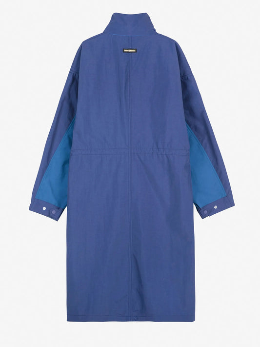 Blue Color - Block Drawstring Trench Coat