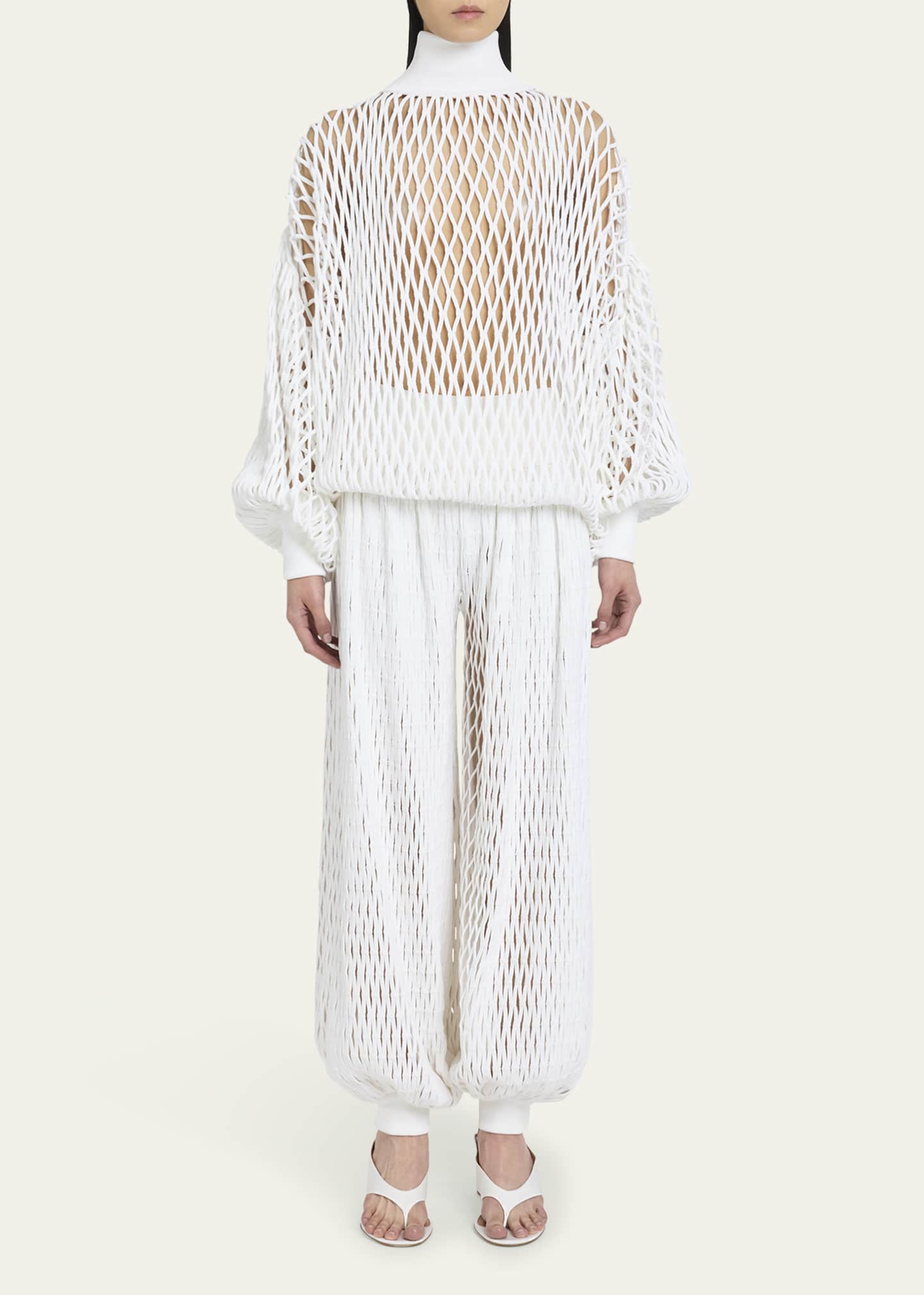 White Mesh Knit Set (Top and Pants)