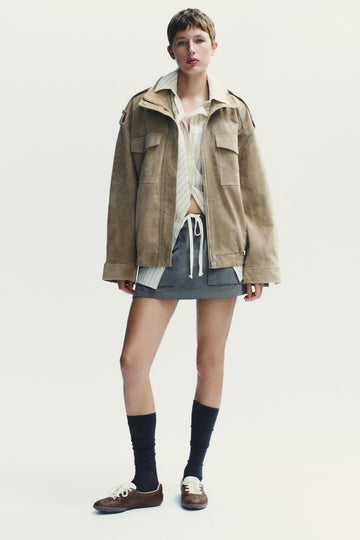 an Suede - Effect Utility Jacket