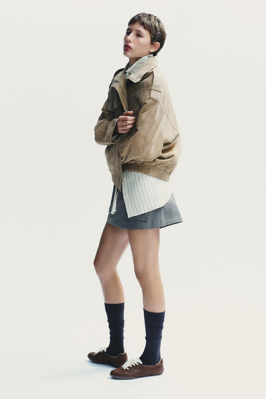 an Suede - Effect Utility Jacket