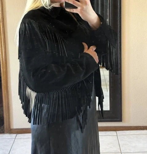 Black Suede Fringe Jacket