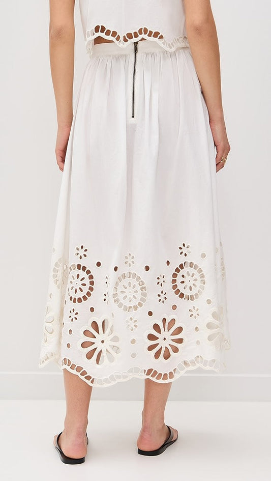 White Eyelet Embroidered Two - Piece Set