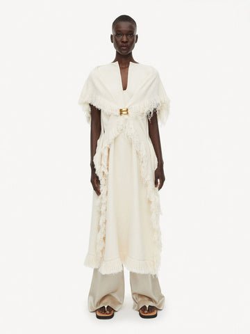 Cream Fringe - Trimmed Cape - Style Top