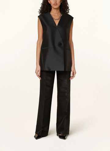 Black Sleeveless Vest and Wide - Leg Pants Set