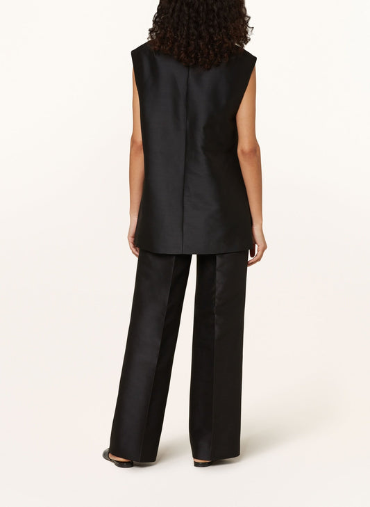 Black Sleeveless Vest and Wide - Leg Pants Set