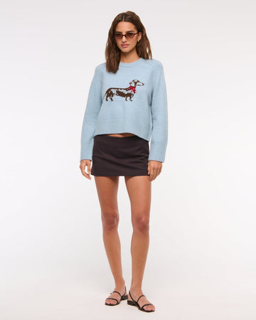 Light Blue Dachshund - Print Knit Sweater