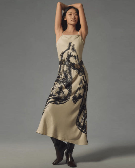 Strapless Maxi Dress with Horse Print