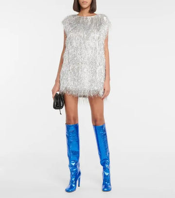 Silver Fringe Sleeveless Top