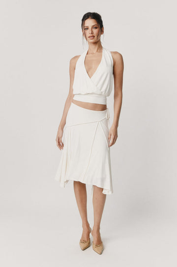 White Halter Neck Two - Piece Set