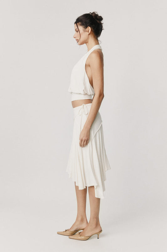 White Halter Neck Two - Piece Set