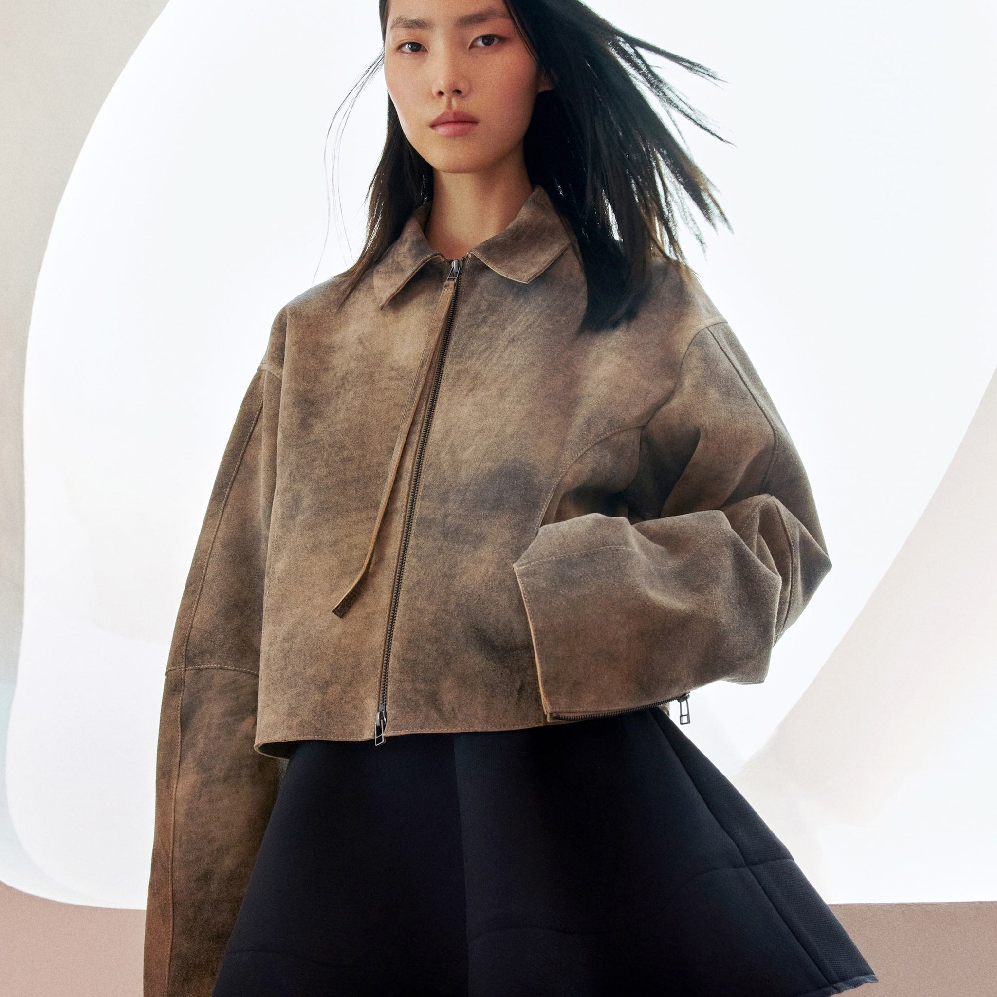 Brown Distressed Cropped Jacket