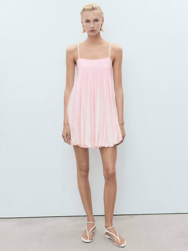Pink Pleated Cami Mini Dress