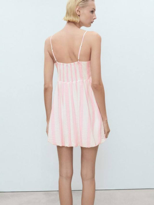 Pink Pleated Cami Mini Dress