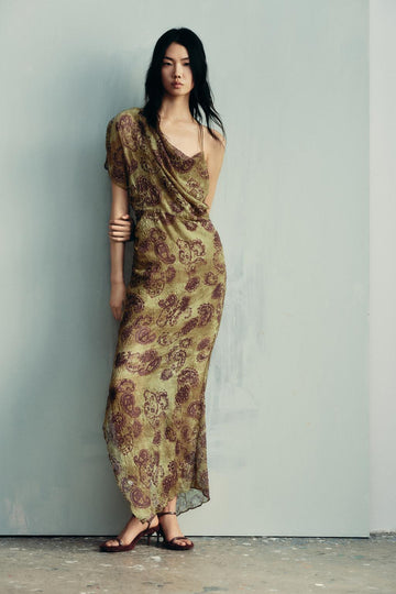 Asymmetric Floral Maxi Dress