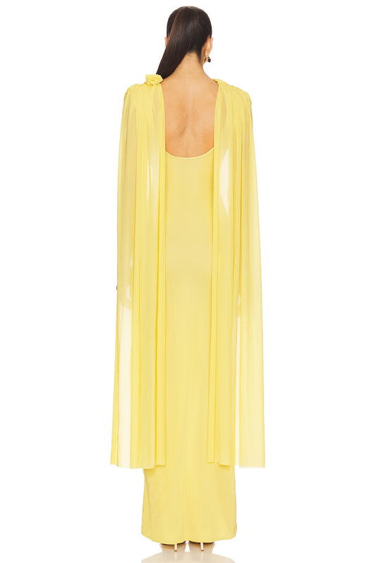 yellow shawl dress