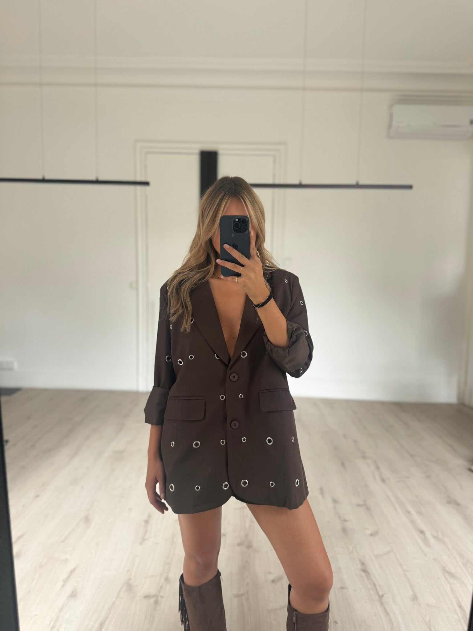 Fashionable Metal Button Suit Dress