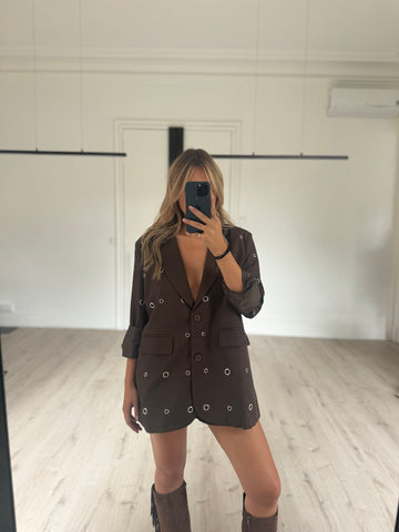 Fashionable Metal Button Suit Dress