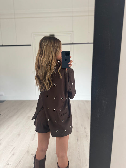 Fashionable Metal Button Suit Dress