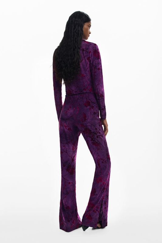 Purple floral velvet suit