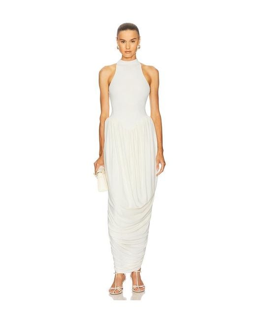 white halterneck dress